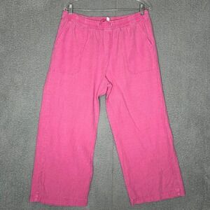 Splendid Collection Pink Lyocell Linen Wide Leg Crop Pants Womens Large
